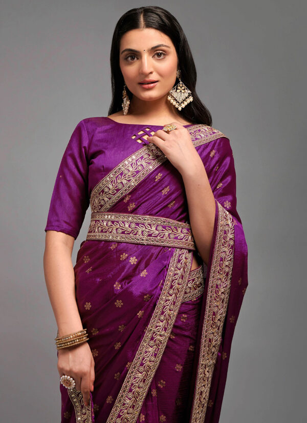 Burgundy Bliss Wine Chiffon Festival Saree