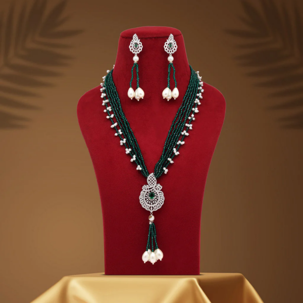 Emerald Elegance American Diamond Necklace Set