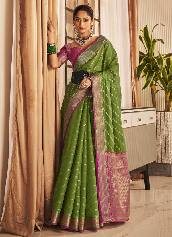 Emerald Enchantment Green Banarasi Silk Saree