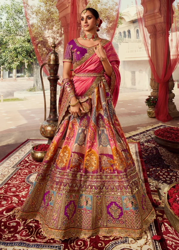 Kaleidoscope Splendor Multi-Color Banarasi Silk Lehenga