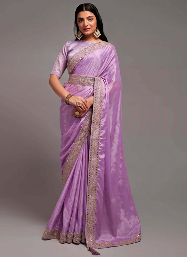 Lavender Dreams Lilac Chiffon Festival Saree