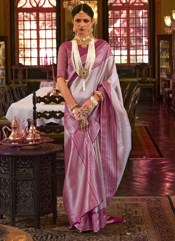 Lavender Dreams Lilac Silk Kanjivaram Saree