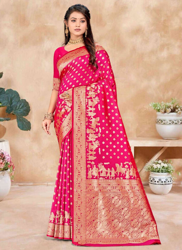 Pink Banarasi Silk Festival Weave Saree