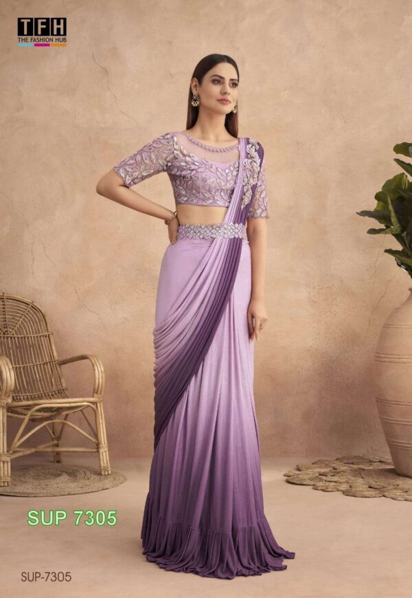 Regal Plum Fancy Hand-Work Party Wear Saree