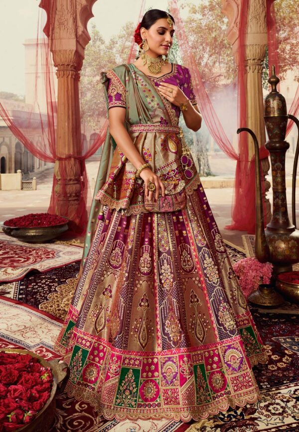 Royal Plum: Purple Banarasi Silk Weaving Lehenga