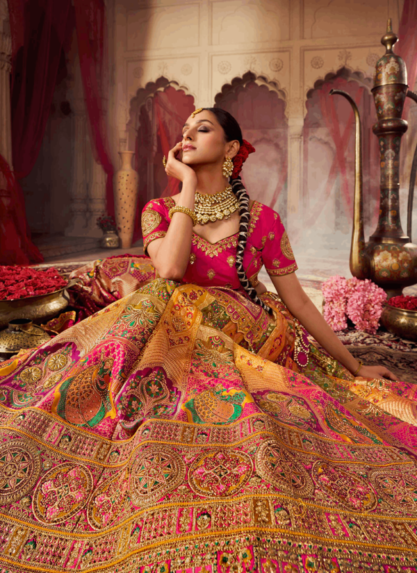 Sunny Cascade Yellow Banarasi Silk Lehenga