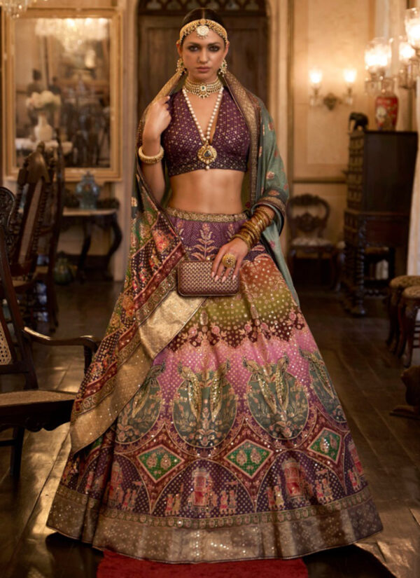 Vino Elegance Wine Rajwadi Silk Lehenga