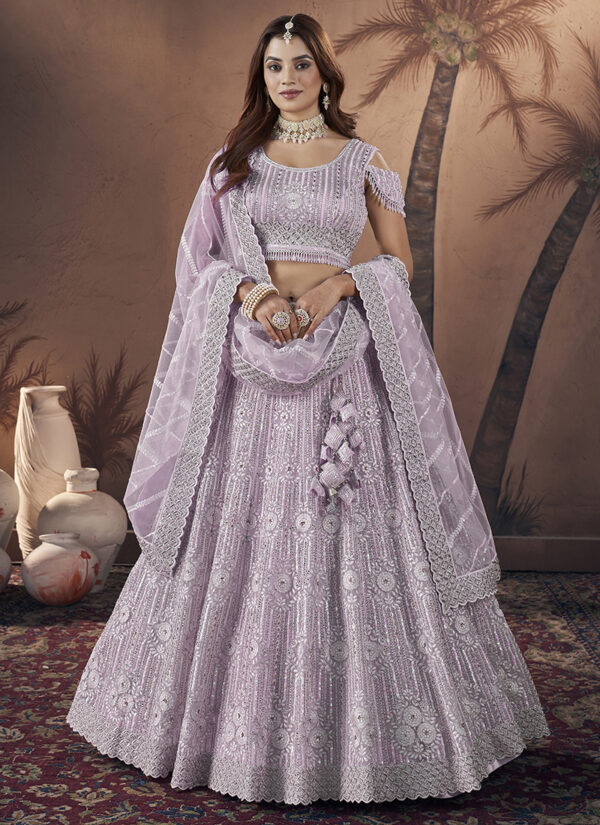 Lavender Blossom Bridal Lehenga Ensemble